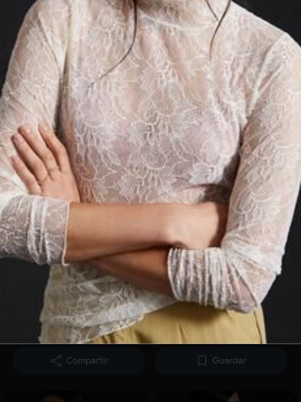 Anthropologie Ivory Sheer Floral Lace Turtleneck Top